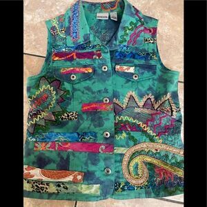 Chico’s 0 Embroidered Denim Vest Top